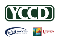 Logos for Yosemite Community College District, Modesto Junior College and Columbia College